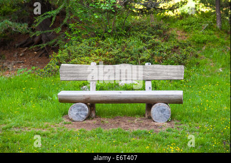 Hölzerne Parkbank in der Natur. Ein guter Platz zum sitzen Stockfoto