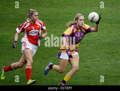 Leinster Damen Fußball Junior Football Finale Wexford V Louth in Portlaoise 13. Juli 2014 Stockfoto