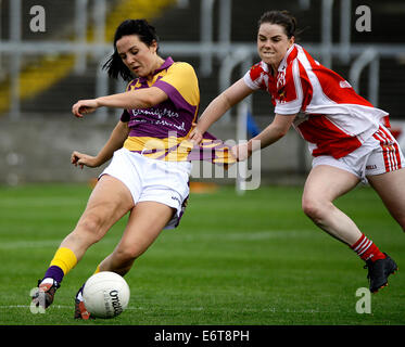 Leinster Damen Fußball Junior Football Finale Wexford V Louth in Portlaoise 13. Juli 2014 Stockfoto