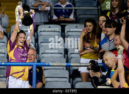 Leinster Damen Fußball Junior Football Finale Wexford V Louth in Portlaoise 13. Juli 2014 Stockfoto