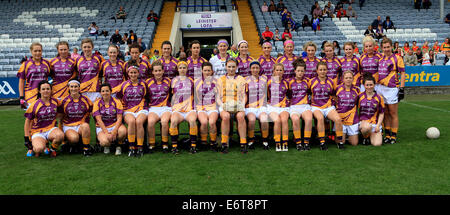 Leinster Damen Fußball Junior Football Finale Wexford V Louth in Portlaoise 13. Juli 2014 Stockfoto