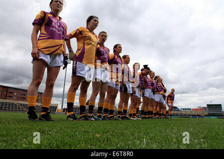 Leinster Damen Fußball Junior Football Finale Wexford V Louth in Portlaoise 13. Juli 2014 Stockfoto