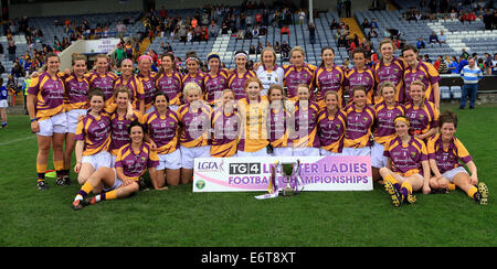 Leinster Damen Fußball Junior Football Finale Wexford V Louth in Portlaoise 13. Juli 2014 Stockfoto