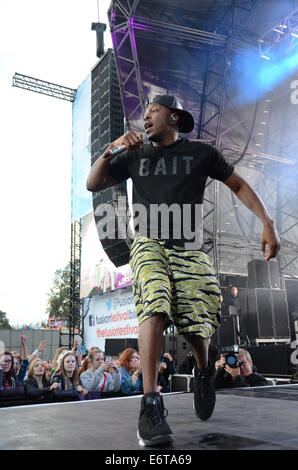 Birmingham, Vereinigtes Königreich. 30. August 2014. Dizzee Rascal führt beim Fusion Festival im Cofton Park in Birmingham. © Kelly Rann/Alamy Live News Bildnachweis: Kelly Rann/Alamy Live-Nachrichten Stockfoto