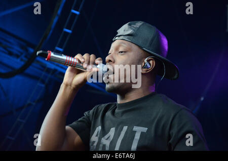 Birmingham, Vereinigtes Königreich. 30. August 2014. Dizzee Rascal führt beim Fusion Festival im Cofton Park in Birmingham. © Kelly Rann/Alamy Live News Bildnachweis: Kelly Rann/Alamy Live-Nachrichten Stockfoto