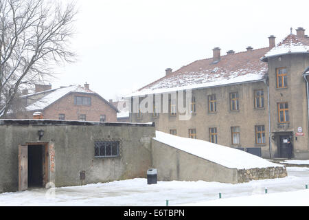 Gaskammern in Auschwitz-Birkenau Konzentrations- und Vernichtungslager Camp im winter Stockfoto