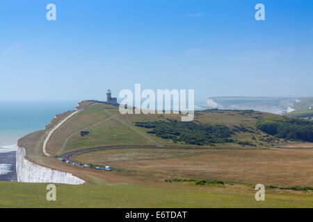 Die South Downs Weg Weg der Durchreise sieben Schwestern Country Park auf den South Downs in East Sussex, Großbritannien Stockfoto