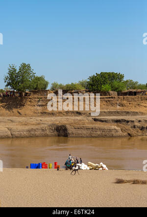 Omo Fluss Banken, Kangate, Omo-Tal, Äthiopien Stockfoto