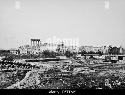 Baalbec aus dem Süden 1857-Libanon Stockfoto