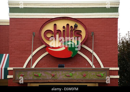 ANN ARBOR, MI - 24 AUGUST: Chilis Osten Ann Arbor Shop-Logo ist am 24. August 2014 gezeigt. Stockfoto