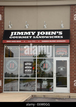 ANN ARBOR, MI - 24 AUGUST: Jimmy John Osten Ann Arbor Store 24. August 2014 erscheint. Stockfoto