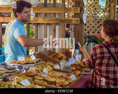 Farmers Market Steamboat Landing in der Region der Finger Lakes in Ithaca, New york Stockfoto