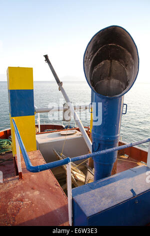 Alten Luftschacht auf ein altes Schiff in blauer Farbe. Retro oder Vintage-Stil. Stockfoto