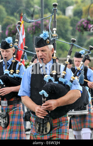 Bandmitglied Dudelsack am Royal Black Institution Parade, Derry, Londonderry, Nordirland, Vereinigtes Königreich, Europa Stockfoto