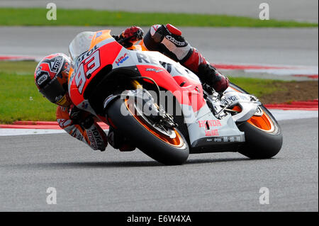 Silverstone im Vereinigten Königreich. 31. August 2014. MotoGP. Britisches großartiges Prix. Marc Marquez (Repsol Honda) während des Rennens gewann Credit: Action Plus Sport/Alamy Live News Stockfoto