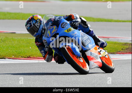 Silverstone im Vereinigten Königreich. 31. August 2014. MotoGP2. Britisches großartiges Prix. Alex Marquez (Estrella Galicia) während des Rennens. Bildnachweis: Aktion Plus Sport/Alamy Live-Nachrichten Stockfoto