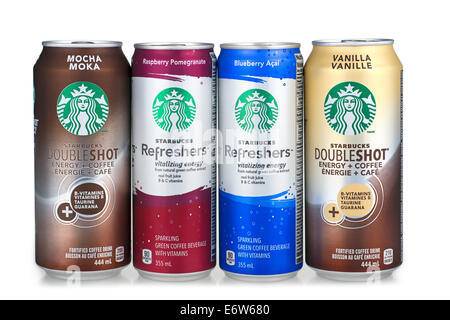 Starbucks Getränke Doubleshot Aktualisierungsprogramme Stockfoto