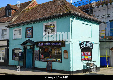 Arundel Metzger traditionellen Metzger Shop, High Street, Arundel, West Sussex, England, Vereinigtes Königreich Stockfoto