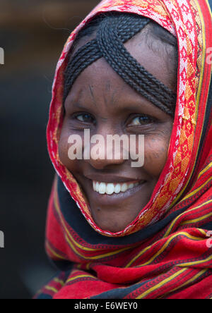 Afar Stamm Frau mit Scarifications auf ihrem Gesicht, Assaita, Afar Regional State, Äthiopien Stockfoto