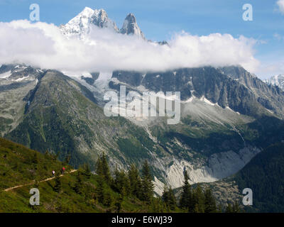 Aiguille Verte, Le Dru von Le Charlanon, Chamonix, Frankreich Stockfoto