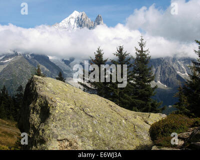 Aiguille Verte, Le Dru von Le Charlanon, Chamonix, Frankreich Stockfoto