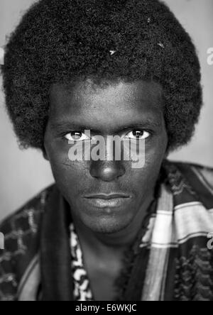 Afar Stammes Mann mit Afro-Haar, Assayta, Äthiopien Stockfoto