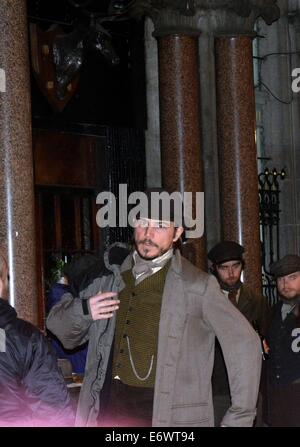 Schauspieler Josh Hartnett am Set von Showtime produzierten TV-Serie "Penny Dreadful" schießen auf Dame Lane...  Mitwirkende: Josh Hartnett wo: Dublin, Irland bei: 10. Februar 2014 Stockfoto