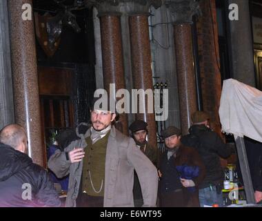 Schauspieler Josh Hartnett am Set von Showtime produzierten TV-Serie "Penny Dreadful" schießen auf Dame Lane...  Mitwirkende: Josh Hartnett wo: Dublin, Irland bei: 10. Februar 2014 Stockfoto