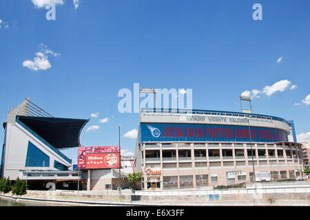 Estadio Vicente Calderon Stadion von Atletico Madrid im Arganzuela Distrikt, Madrid verwendet Stockfoto