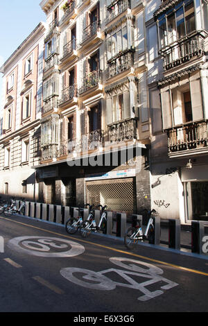 Bicimad öffentliche Bike-sharing-System, Parkplatz, Madrid Stockfoto