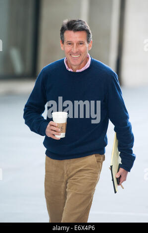 Politiker kommen für die Andrew Marr Show im BBC Television Centre statt.  Mitwirkende: Herrn Seb Coe wo: London, Vereinigtes Königreich bei: 16. Februar 2014 Stockfoto