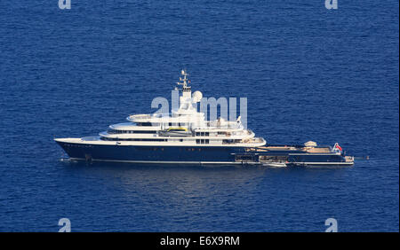 "Luna" Luxus-Motoryacht, gebaut von LloydWerft Werft, Länge 115 m, Baujahr 2010, Besitzer Roman Abramovich, Côte d ' Azur Stockfoto