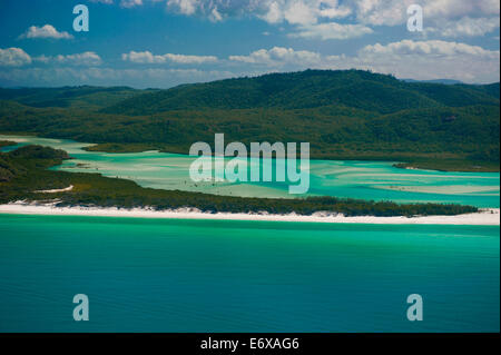Luftaufnahme von Whitehaven in den Whitsunday Islands, Queensland, Australien Stockfoto