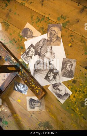 Niederlande, Nuenen, Dorf von Vincent van Gogh, Museum Vincentre. Replik des Workshops waren, dass Vincent die Kartoffelesser gemalt Stockfoto