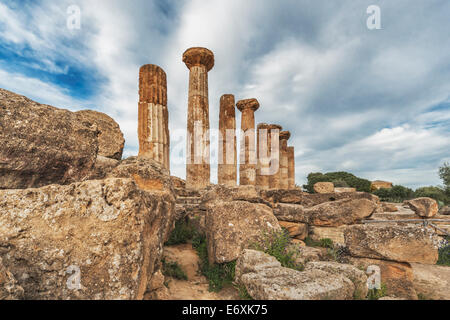 Der Tempel des Herkules errichtet 500 v. Chr., Tal der Tempel, Agrigento, Sizilien, Italien, Europa Stockfoto