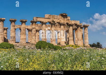 Tempel der Hera wurde ca. 470 bis 450 v. Chr. gebaut. Der Tempel gehört zu den archäologischen Stätten von Selinunte, Sizilien, Italien, Europa Stockfoto