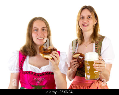 Salzstangen Essen und trinken Bier auf dem oktoberfest Stockfoto