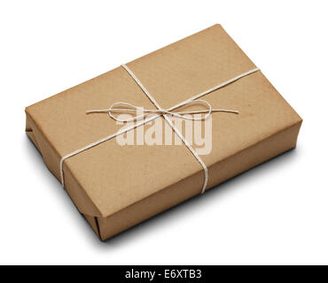 Packpapier-Paket mit Seil, Isolated on White Background gebunden. Stockfoto