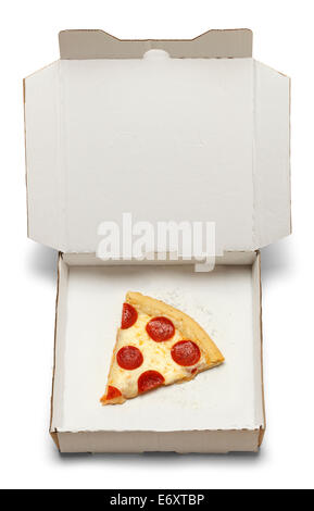 Einzigen übrig gebliebenen Pizza Take Home Box Isolated on White Background. Stockfoto