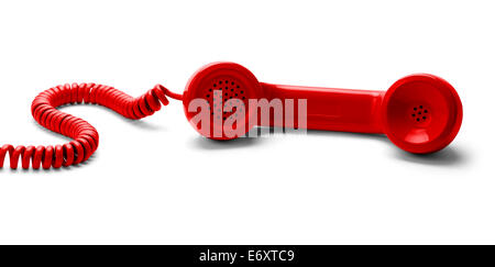 Rote Telefon aus dem Schneider, Isolated on White Background. Stockfoto