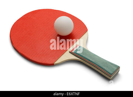Ping-Pong Paddel und Ping-Pong-Ball Isolated on White Background. Stockfoto