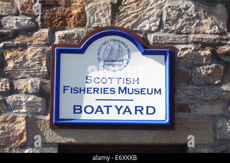 Zeichen für die schottische Fischerei Museum in Anstruther, Fife, Schottland Stockfoto