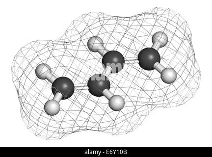 Butadien (1,3-Butadien) Synthesekautschuk Baustein Molekül. Verwendet in der Synthese von Polybutadien, ABS und anderen Polymeren Stockfoto