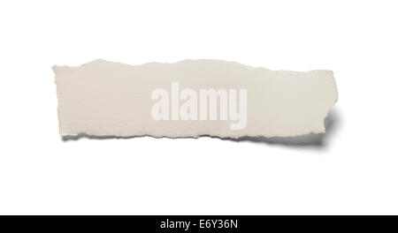 Weißes Blatt Papier mit zerrissenen Kanten isoliert auf einem weißen Hintergrund gerissen. Stockfoto