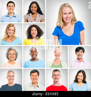 Porträts von multi-ethnischen Einzelpersonen. Stockfoto