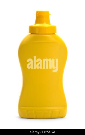 Gelben Senf Plastikflasche mit textfreiraum Isolated on White Background. Stockfoto