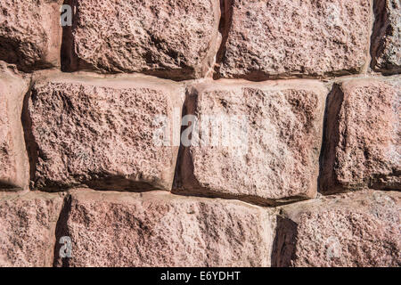 Detailansicht der dekorative Steinwand von brauner Farbe Stockfoto