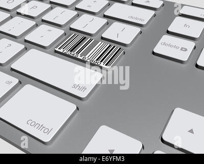 Barcode-Taste auf der Tastatur, 3d illustration Stockfoto