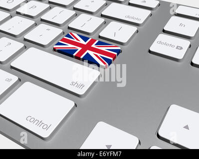 Englische Flagge-Taste auf der Tastatur, 3d illustration Stockfoto