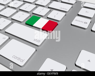 Italienische Flagge-Taste auf der Tastatur, 3d illustration Stockfoto